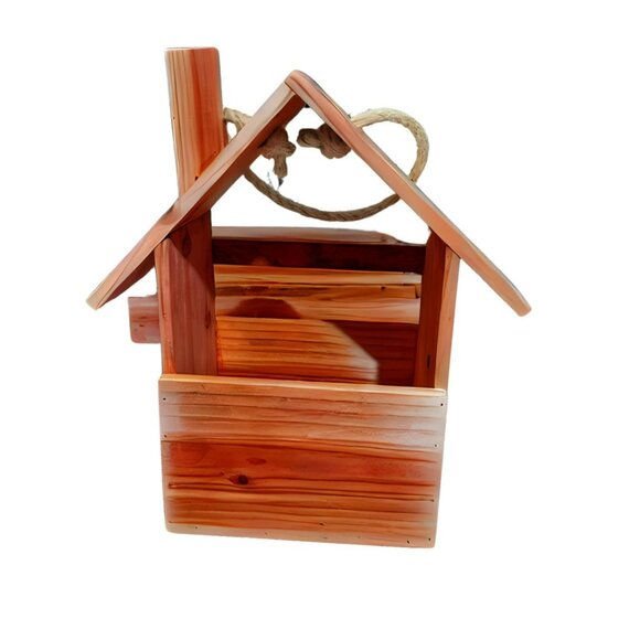 Handmade Cedar Planter Box | Rustic Bird Feeder | Hanging Wooden Garden Decor | - Picture 4 of 9